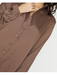 CĂMAȘĂ MOCHA OVERSIZED MÂNECĂ LUNGĂ