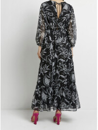 ROCHIE LUNGA CU FLORI GRI 