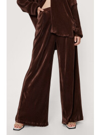 Pantaloni largi Plisse cu talie înaltă