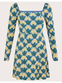 Rochie din jerseu cu imprimeu floral vintage și decolteu pătrat