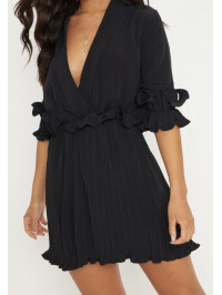 ROCHIE SKATER PLURI CU DETALII NEGRU