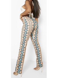 Pantaloni cu picior drept cu imprimeu șarpe