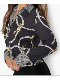 Cămașă cu imprimeu cu lanțuri geo contrast