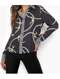 Cămașă cu imprimeu cu lanțuri geo contrast