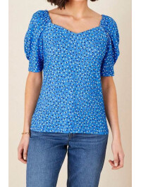 Top albastru Billy din jerseu cu imprimeu cu buline-Albastru-L