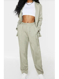 PANTALONI CU TALIE ÎNALTĂ, VERDE SALVIE