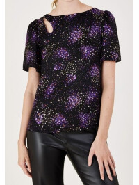 Tricou mov Celestia cu imprimeu metalizat-Mov-XL