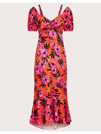 Rochie Kerry din satin jacard cu imprimeu floral