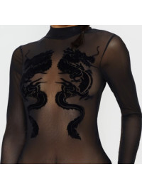 BODY DIN PLASĂ CU IMPRIMEURI DRAGON NEGRU