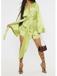 ROCHIE CĂMAȘĂ DIN SATIN VERDE