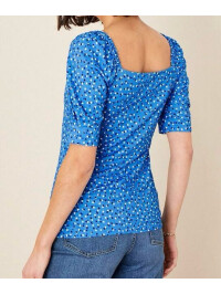 Top albastru Billy din jerseu cu imprimeu cu buline