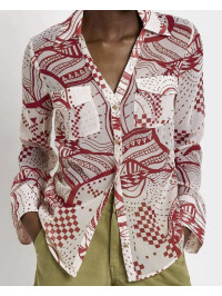 CĂMAȘĂ TRANSPARENT CU IMPRIMEU ROȘU 