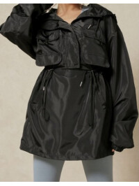 Jachetă de vânt cu glugă cu detaliu de cordon Warehouse