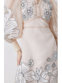 ROCHIE MIDI CREM CU BRODERIE 