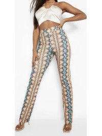 Pantaloni cu picior drept cu imprimeu șarpe