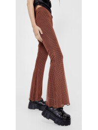 Pantalonii evazați cu talie înaltă din plasă Gingham 