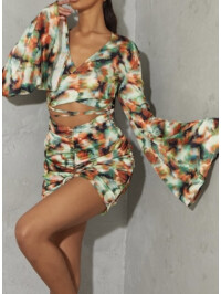 ROCHIE MULTI TIE DYE SATIN DECUPĂTĂ 