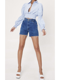 Cămașă decupată cu talie încrețită cu imprimeu Gingham