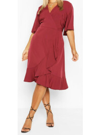 Plus Woven Ruffle Wrap Dress