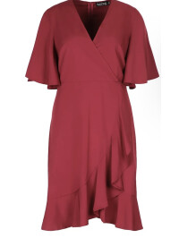 Plus Woven Ruffle Wrap Dress