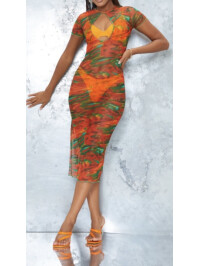 Rochie Imprimeu marmura portocaliu