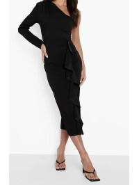 Rochie Midaxi cu Volane Asimetrice Boohoo