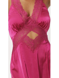 Rochie midi de damă din satin roz 