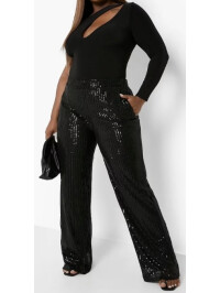 Plus pantaloni slim cu paiete late