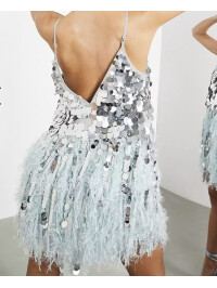 ROCHIE MINI CU PAIETE ȘI PENE ASOS