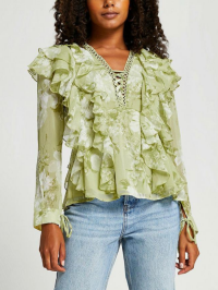 BLUZA CU IMPRIMEU FLORAL VERDE
