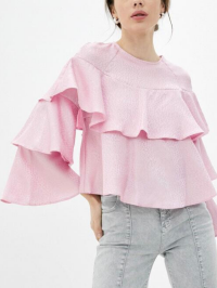 BLUZA DIN SATIN CU VOLANE