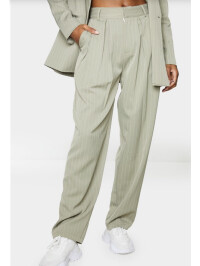 PANTALONI CU TALIE ÎNALTĂ, VERDE SALVIE