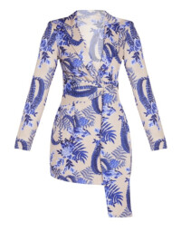 ROCHIE BLAZER CU DETALII FLORALE NUDE L