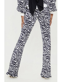 PANTALONI PLISSE FLARE CU IMPRIMEURI ZEBRA 