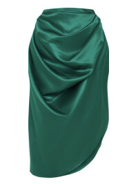 FUSTA MIDI LATERALĂ RUNCATĂ ȚESUTĂ VERDE SMERALDĂ