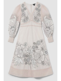 ROCHIE MIDI CREM CU BRODERIE 