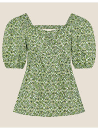 Top cu imprimeu floral,cu decolteu in forma de inima,verde-Monsoon-Verde-M