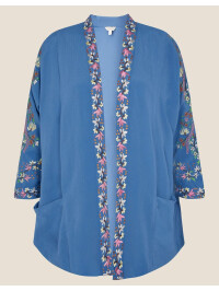 Kimono Hermione albastru, decorat cu detalii florale, realizat din vâscoză sustenabilă.-Monsoon-Albastru-S