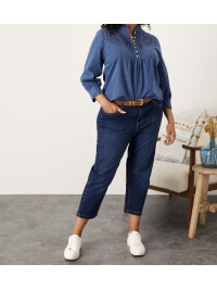 Cămașă din denim albastru cu broderie