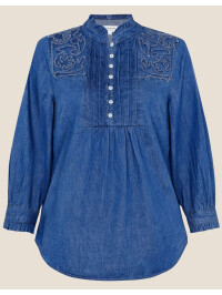 Cămașă din denim albastru cu broderie