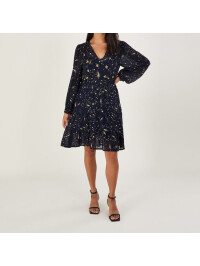 Rochie Constella albastră cu paiete și detalii -Monsoon-Bleumarin-S