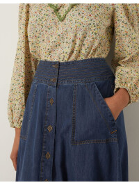 Fustă midi A-line din denim albastru Bryton-Monsoon-Bleumarin-36