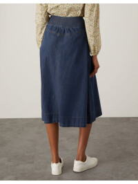 Fustă midi A-line din denim albastru Bryton-Monsoon-Bleumarin-36