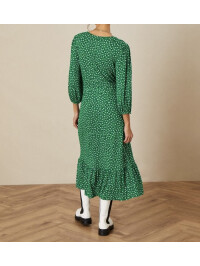 Rochie din jerseu cu buline verde