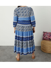 Rochie cu imprimeu cu dungi heritage border albastru-Monsoon-Albastru-S