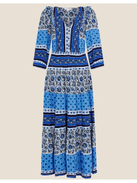 Rochie cu imprimeu cu dungi heritage border albastru