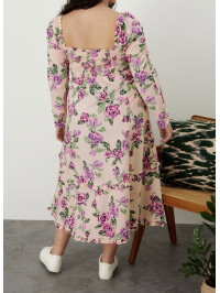 Rochie Reeta midi cu imprimeu floral,culoare ivory