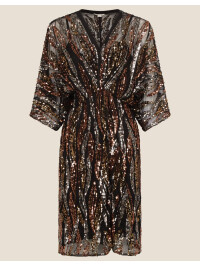 Rochie neagră Sloane cu detalii ornamentale și twist-Negru-44