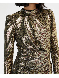 Rochie scurtă cu paiete Tory Leopard,aurie