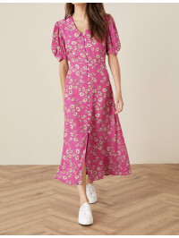 Rochie cămașă florală Sonya roz-Roz-36